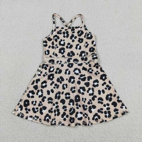GSD2650 RTS Black leopard print active girl yoga dress