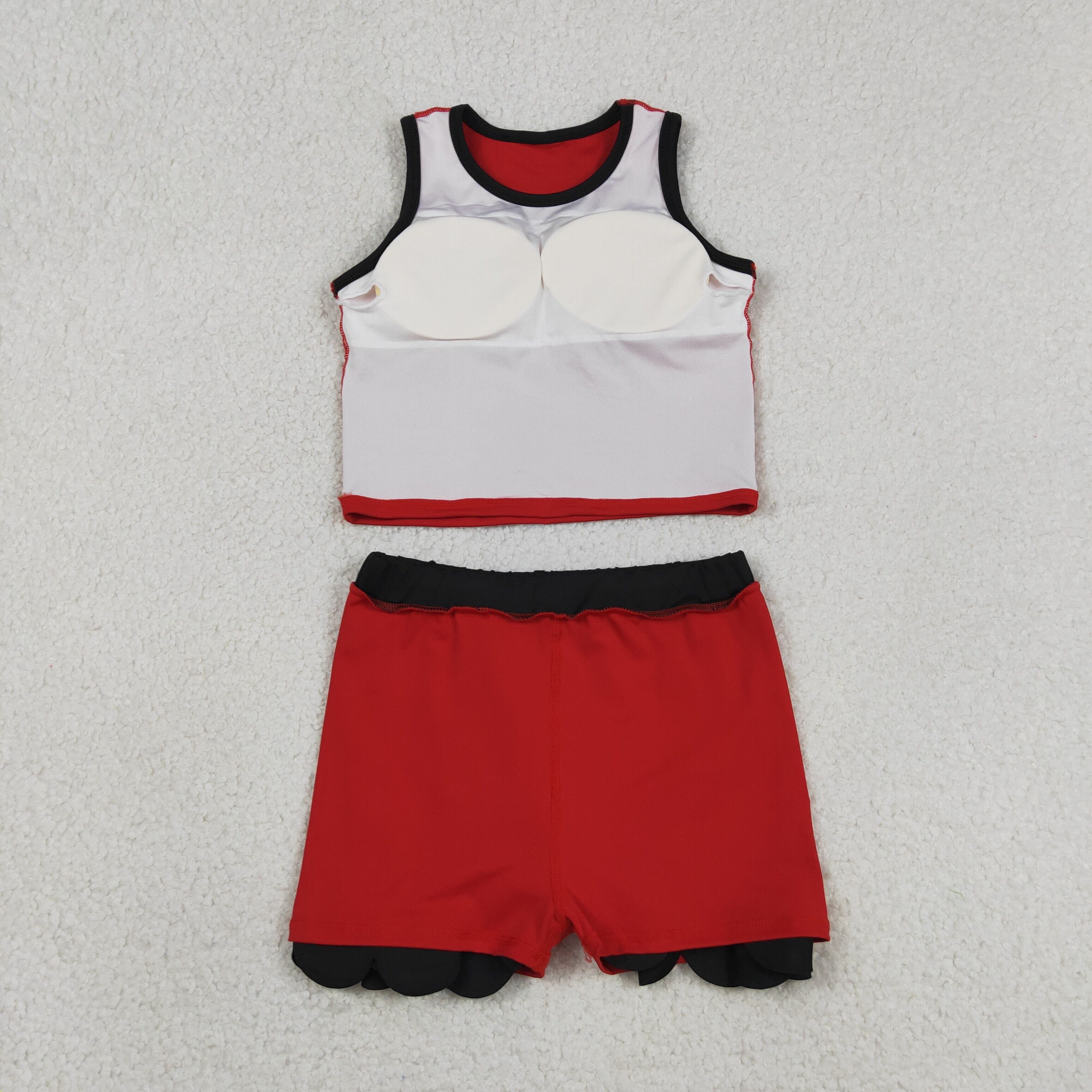 GSD4028 Red black lace Print sleeveless girl yoga SCALLOP athletic Skirt outfits