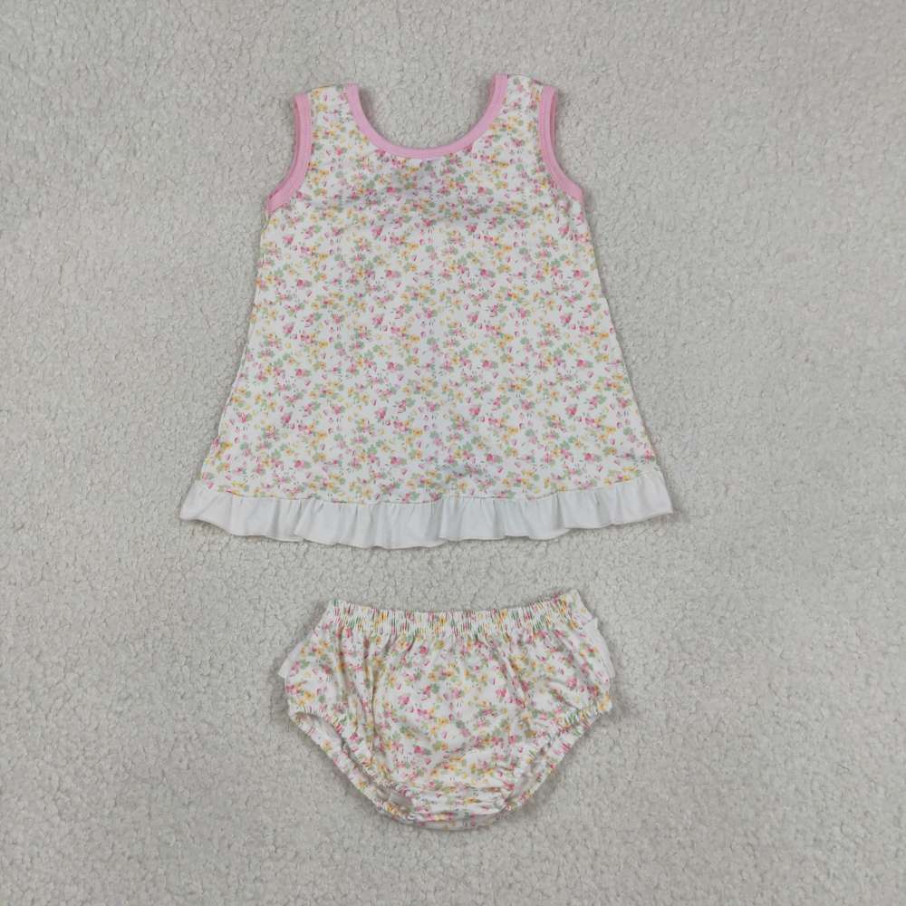 GBO0518 RTS Girl PINK SMALL flowers girl bummies set