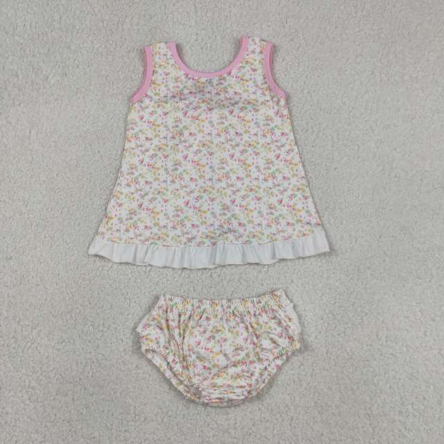 GBO0518 RTS Girl PINK SMALL flowers girl bummies set