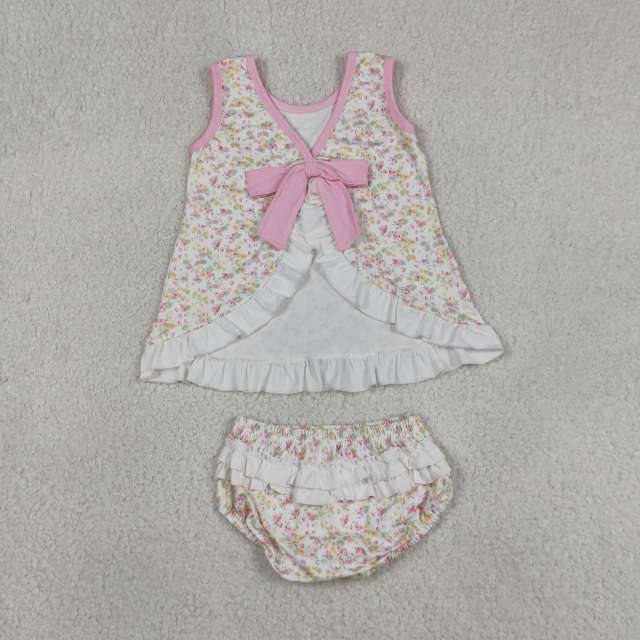 GBO0518 RTS Girl PINK SMALL flowers girl bummies set