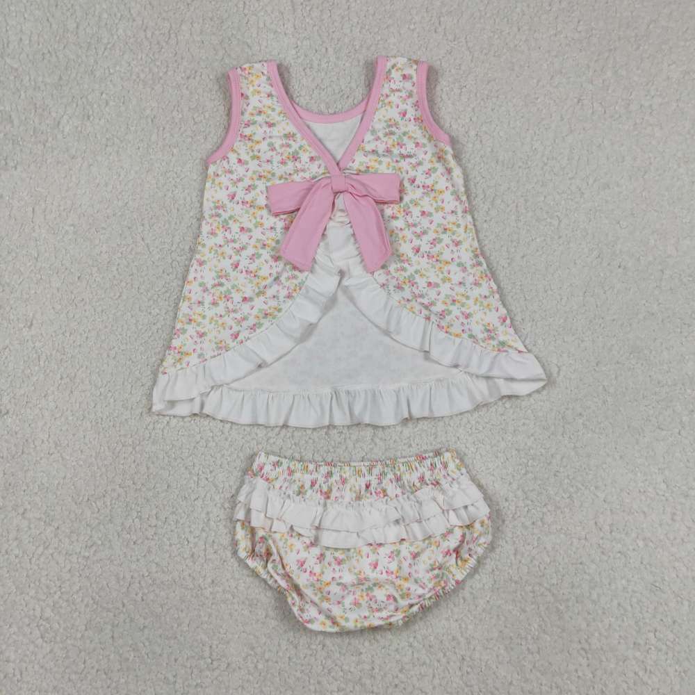 GBO0518 RTS Girl PINK SMALL flowers girl bummies set