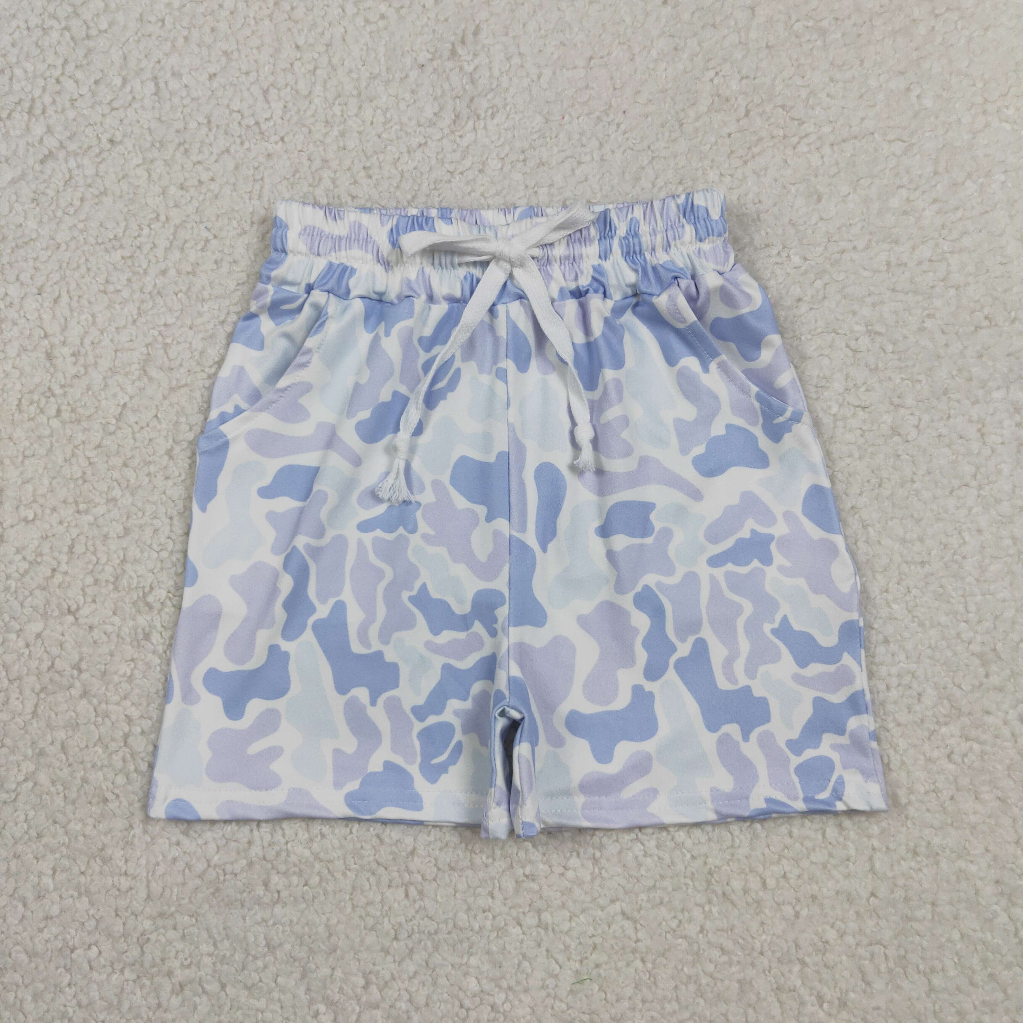 SS0886 RTS Blue purple camo print boy summer shorts