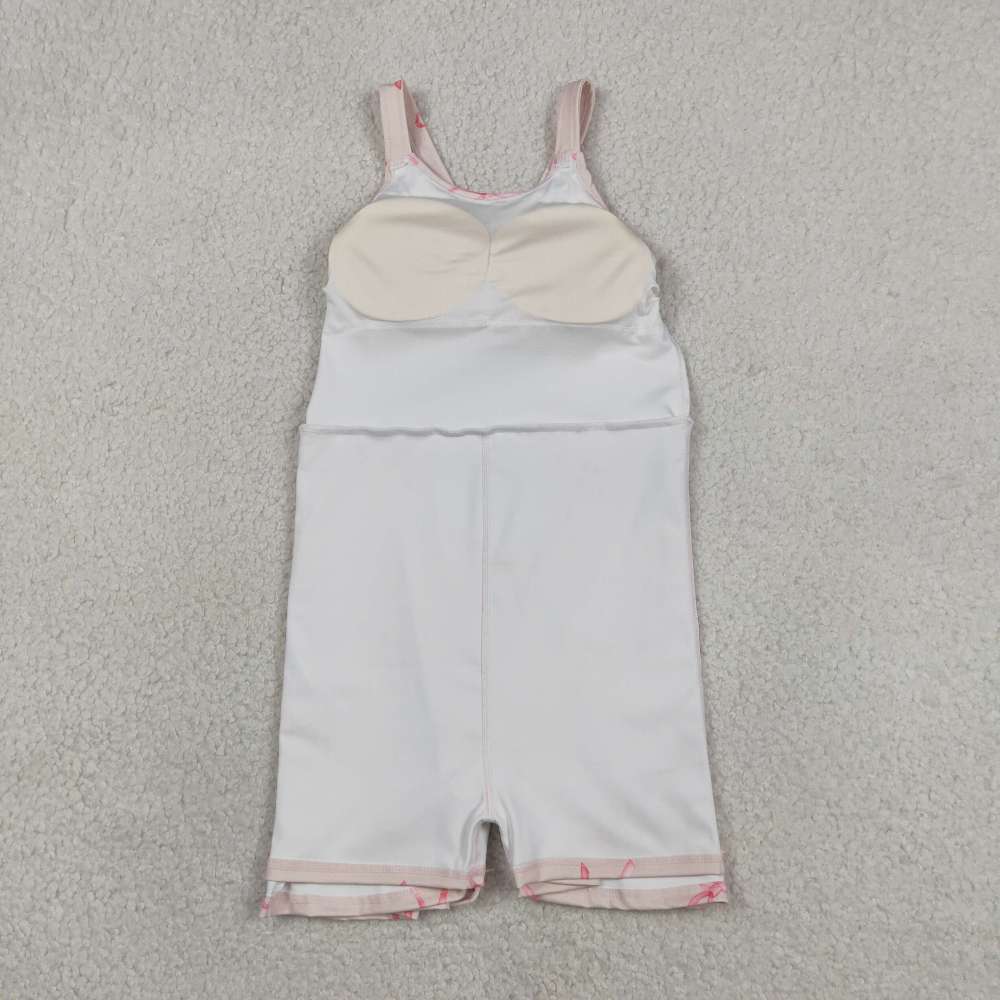 GSD3421 RTS Pink bows print active girl yoga dress