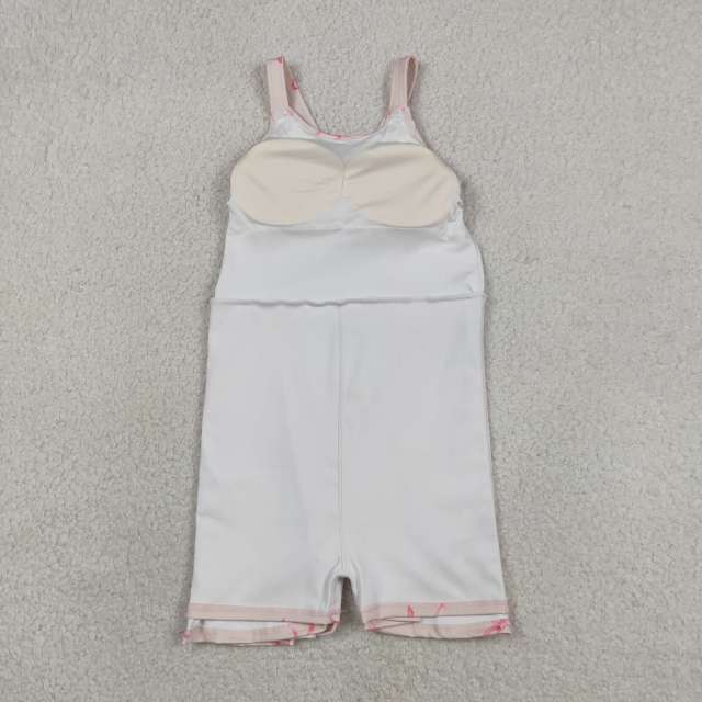 GSD3421 RTS Pink bows print active girl yoga dress