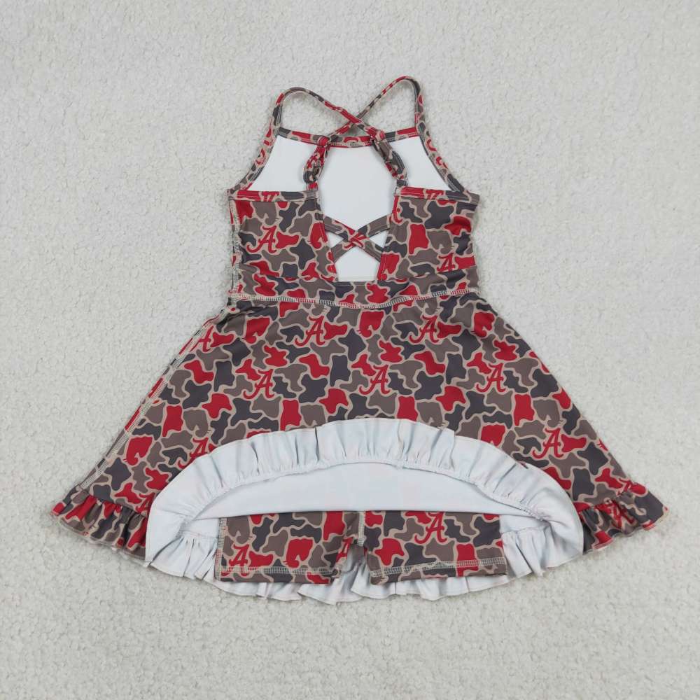 GSD3592 RTS Team A red black leopard print active girl yoga dress