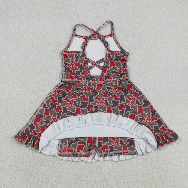 GSD3592 RTS Team A red black leopard print active girl yoga dress