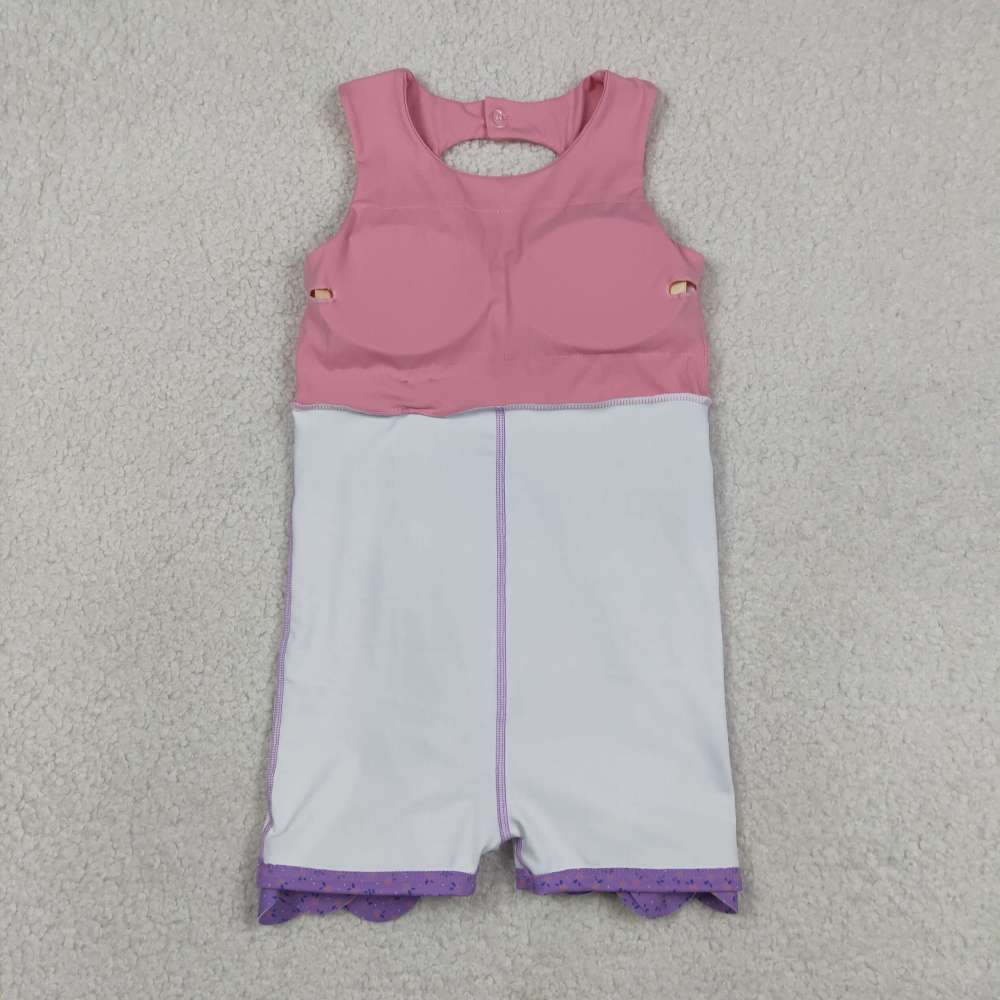 GSD3317 RTS Purple bows print active girl yoga dress
