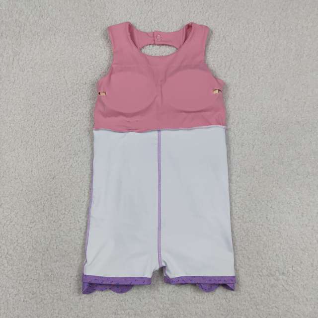 GSD3317 RTS Purple bows print active girl yoga dress