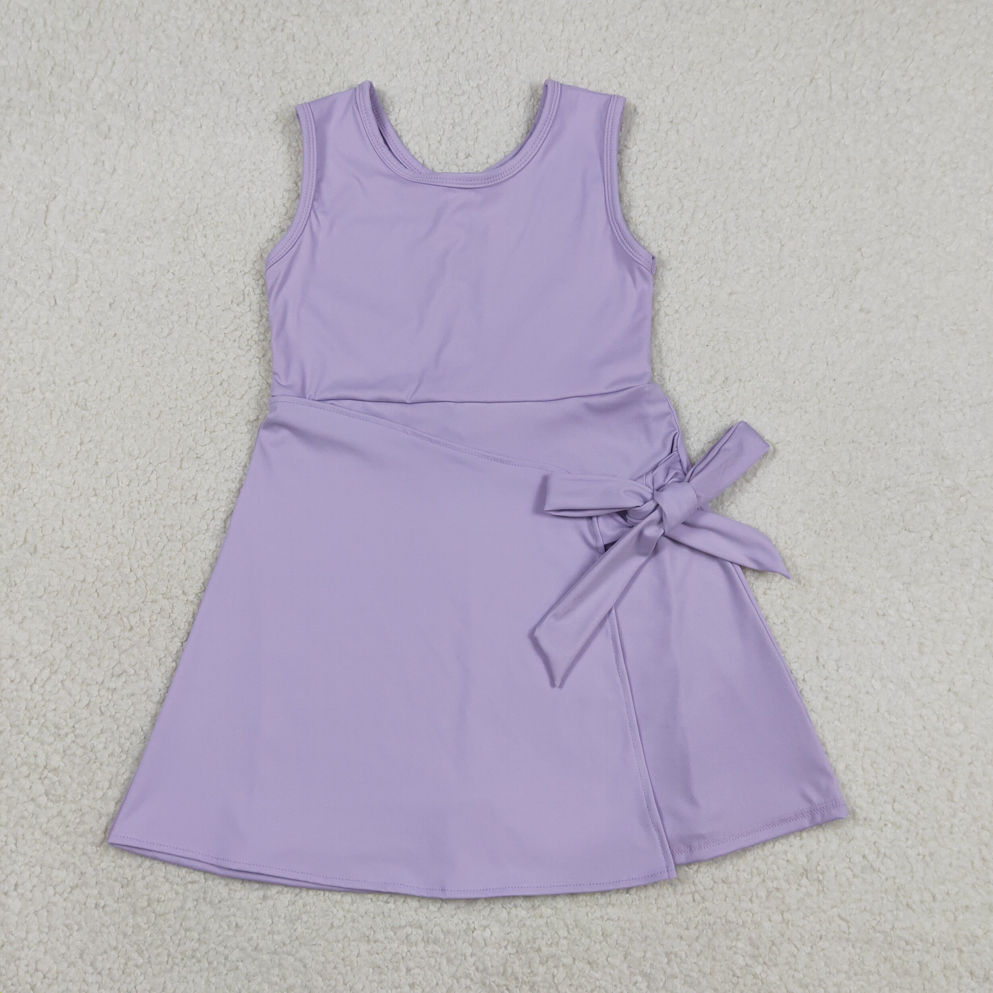 GSD3881  RTS Purple solid print active girl yoga dress