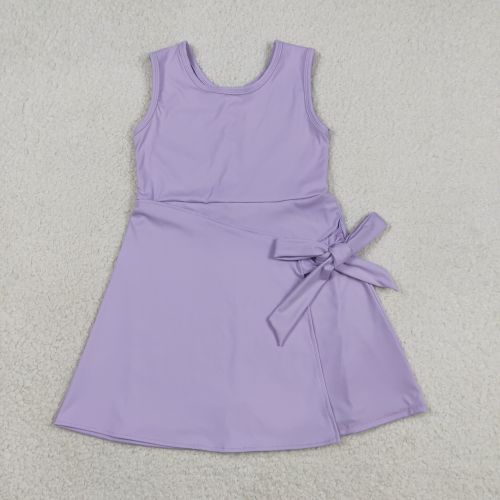 GSD3881  RTS Purple solid print active girl yoga dress