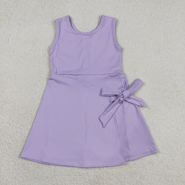 GSD3881  RTS Purple solid print active girl yoga dress
