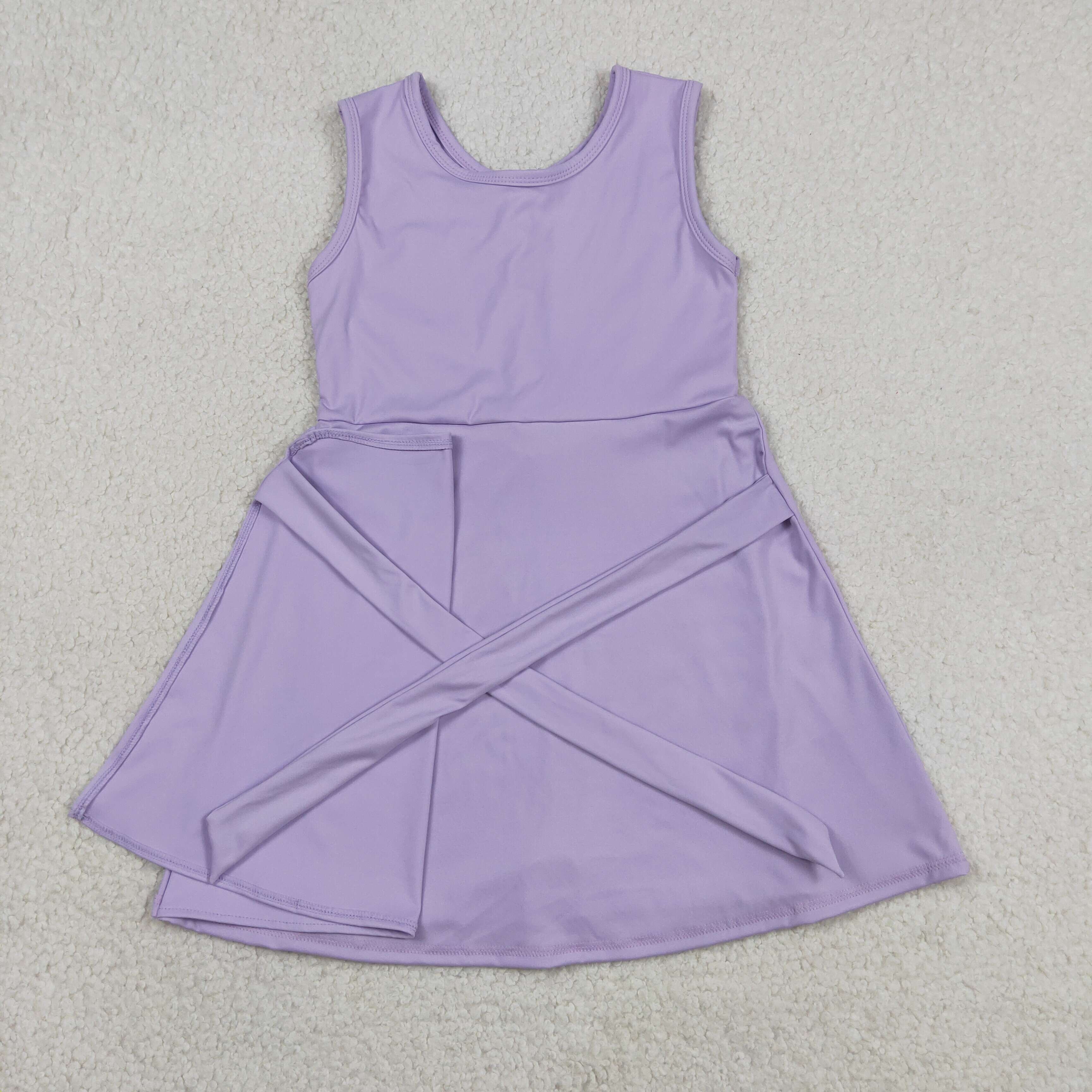 GSD3881  RTS Purple solid print active girl yoga dress