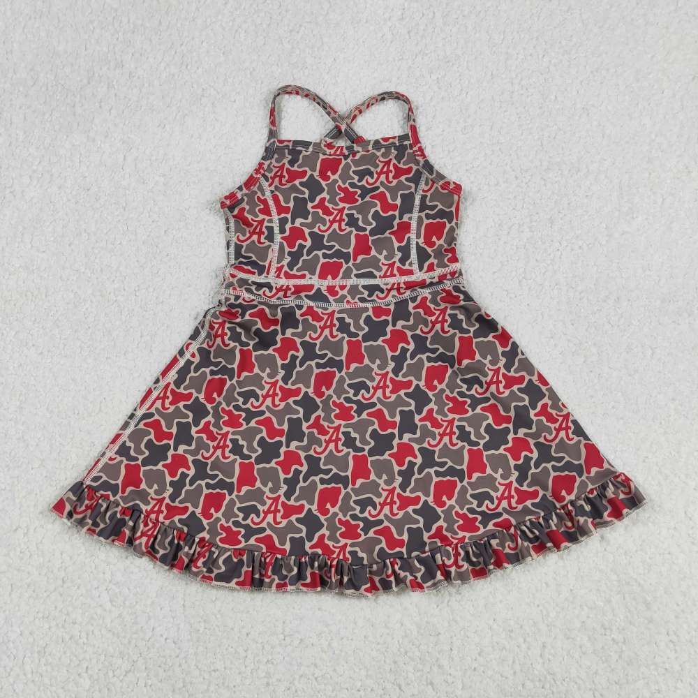 GSD3592 RTS Team A red black leopard print active girl yoga dress