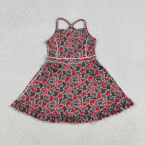 GSD3592 RTS Team A red black leopard print active girl yoga dress