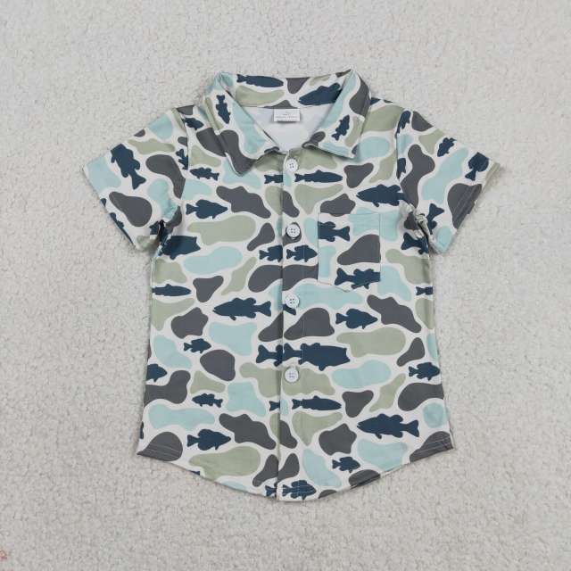BT1787  RTS shark leopard Print short sleeve boy t-shirt