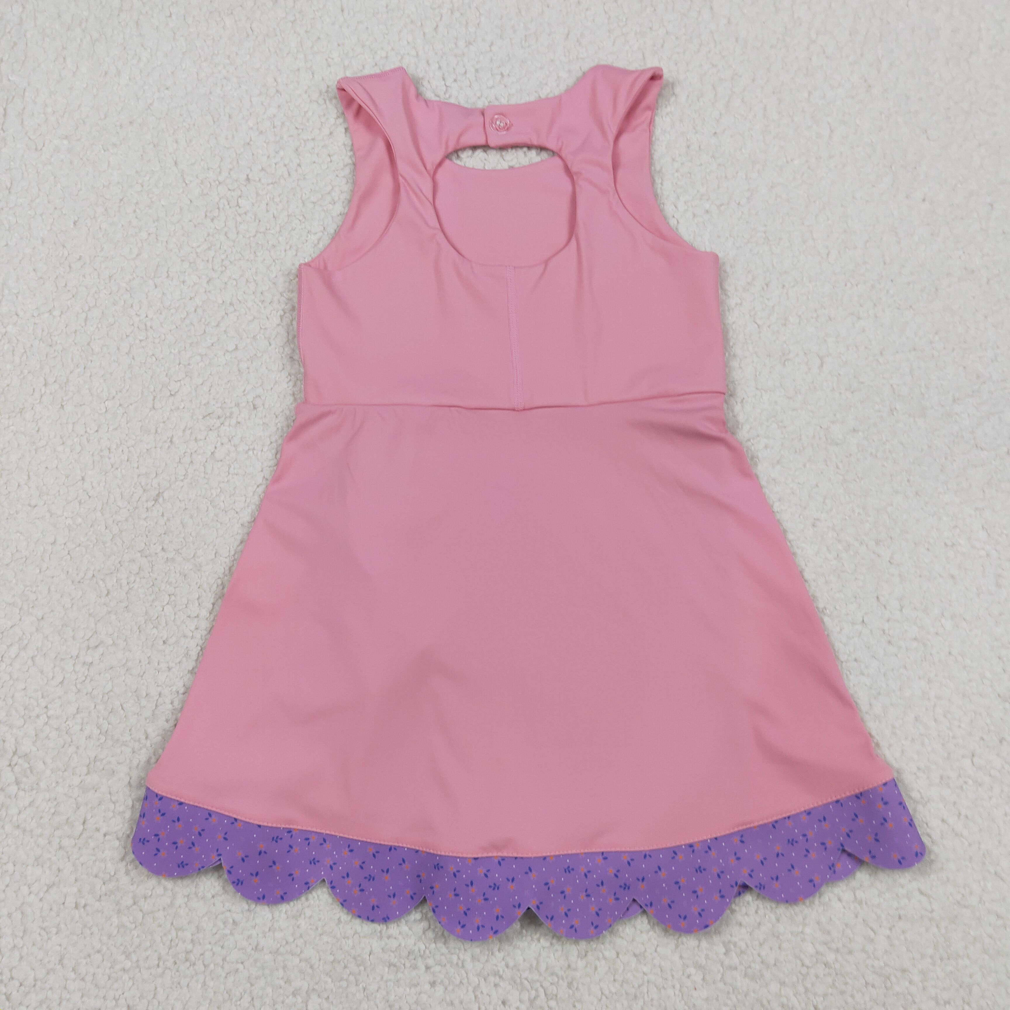 GSD3317 RTS Purple bows print active girl yoga dress