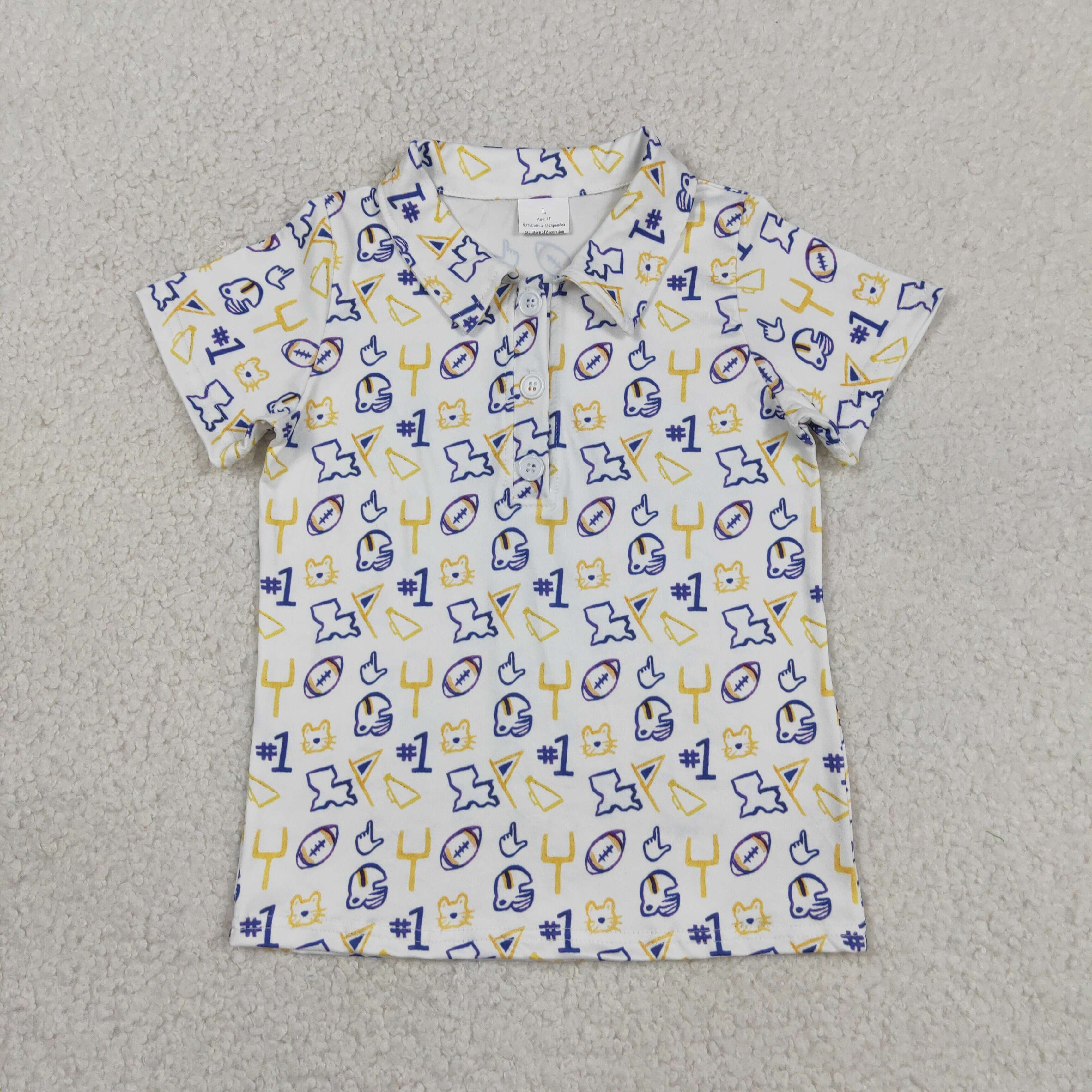 BT1763 RTS yellow  purple team Print short sleeve boy t-shirt