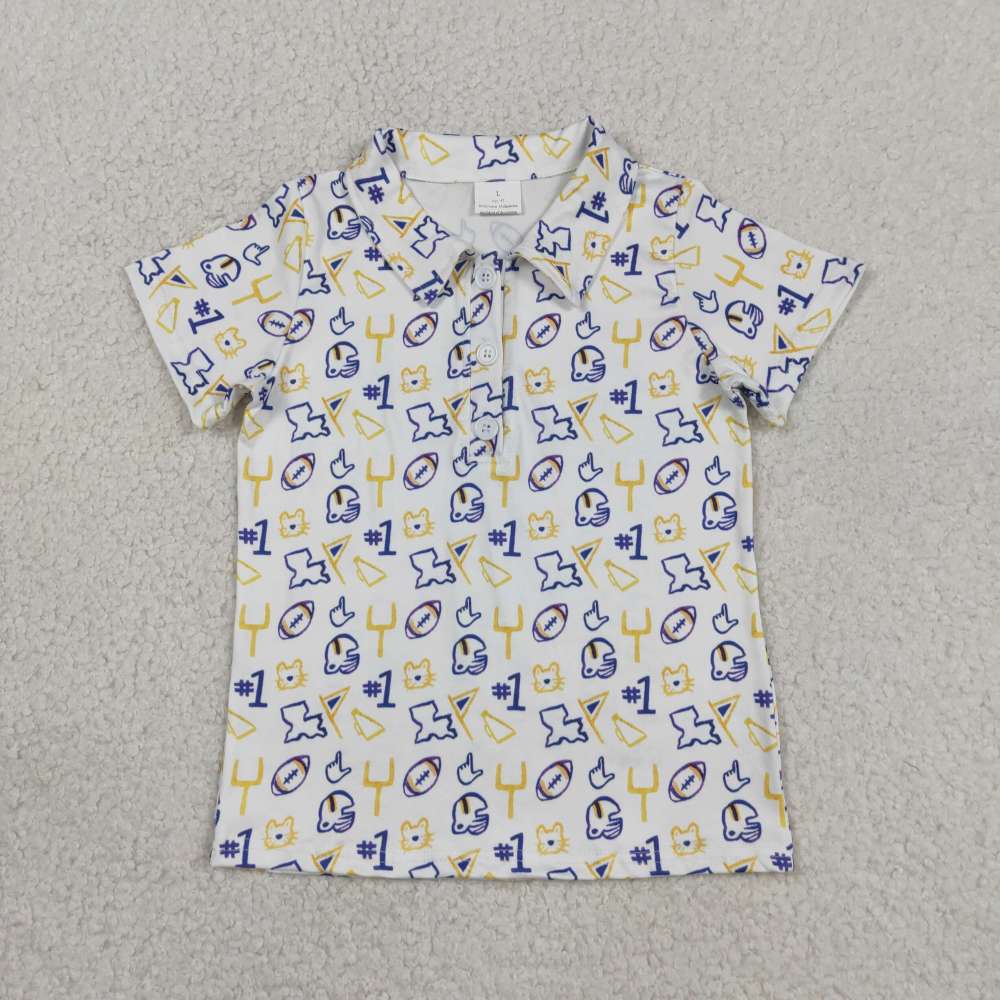 BT1763 RTS yellow  purple team Print short sleeve boy t-shirt
