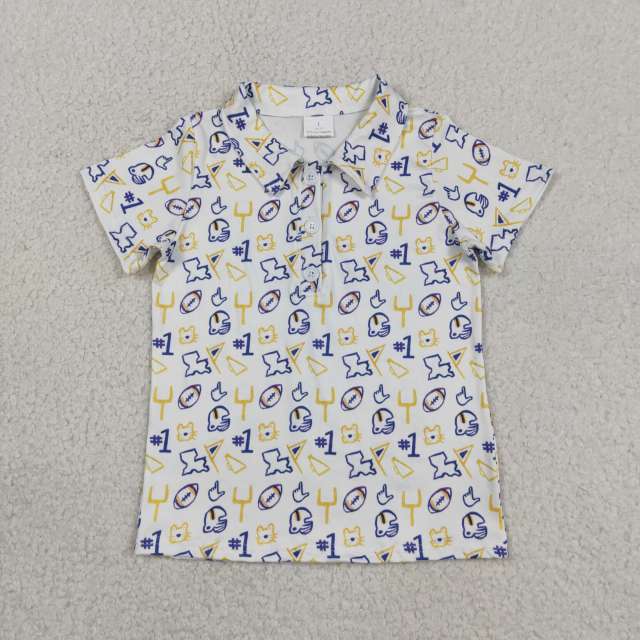 BT1763 RTS yellow  purple team Print short sleeve boy t-shirt