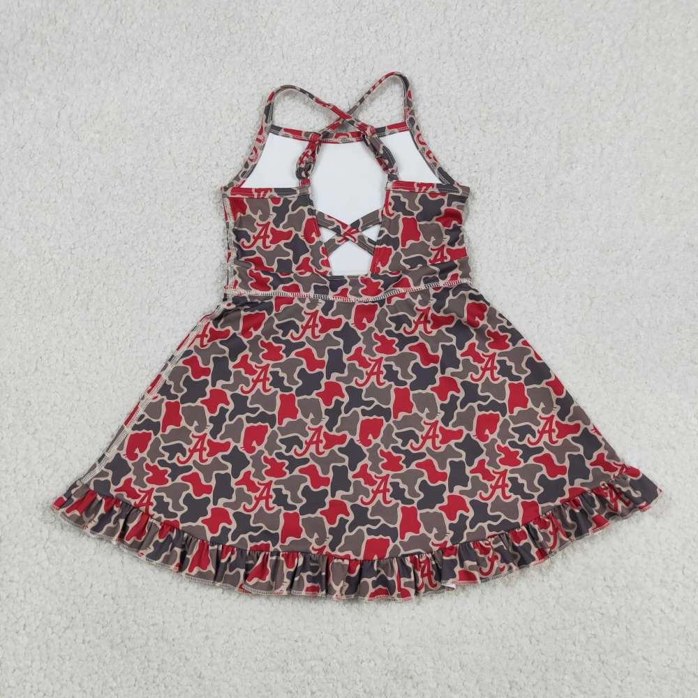 GSD3592 RTS Team A red black leopard print active girl yoga dress