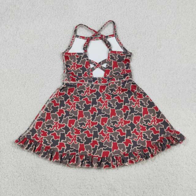GSD3592 RTS Team A red black leopard print active girl yoga dress
