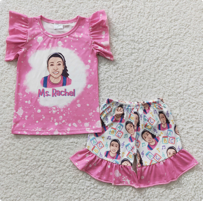 GSSO0265 Ms. Rachel's Rose Pink Short-Sleeve and Shorts Set