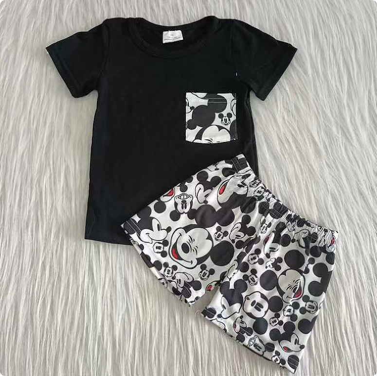A16-24 Black short-sleeved boy set