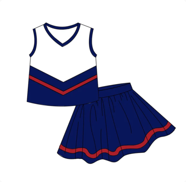 Baby Girls Navy Red Stripe Vest Top Skirt Shorts Team Yoga Active Clothes Sets Preorder