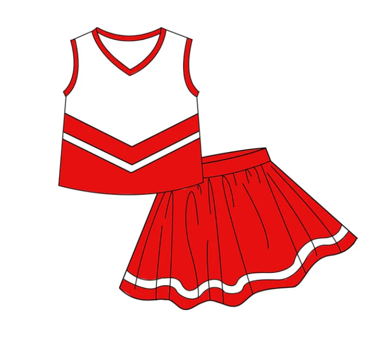 Baby Girls Red Stripe Vest Top Skirt Shorts Team Yoga Active Clothes Sets Preorder