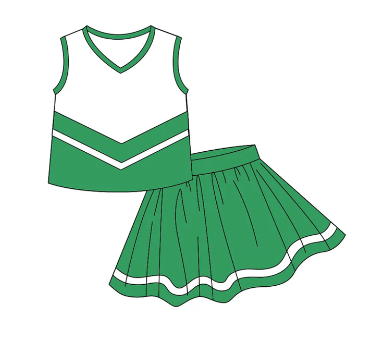 Baby Girls Light Green Stripe Vest Top Skirt Shorts Team Yoga Active Clothes Sets Preorder