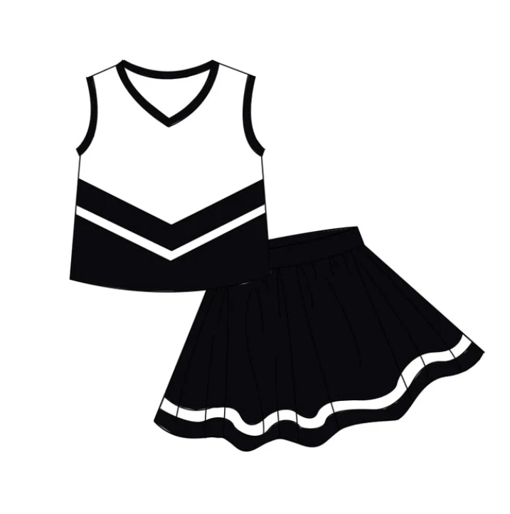 Baby Girls Black Gold Stripe Vest Top Skirt Shorts Team Yoga Active Clothes Sets Preorder