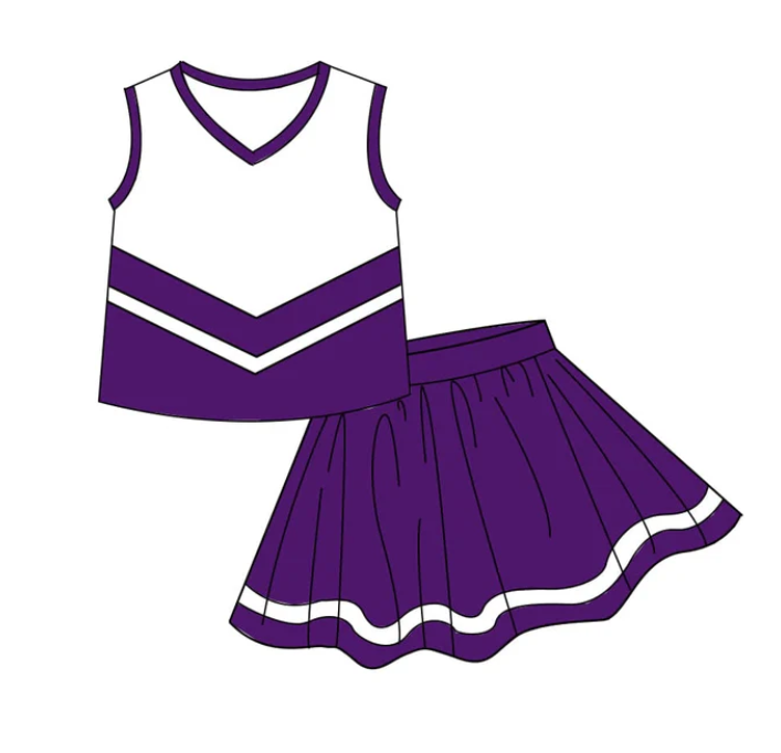 Baby Girls Purple Stripe Vest Top Skirt Shorts Team Yoga Active Clothes Sets Preorder