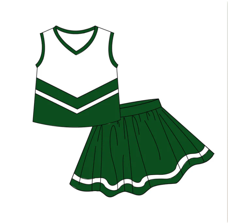 Baby Girls Green Stripe Vest Top Skirt Shorts Team Yoga Active Clothes Sets Preorder