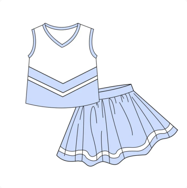 Baby Girls Light Blue Stripe Vest Top Skirt Shorts Team Yoga Active Clothes Sets Preorder