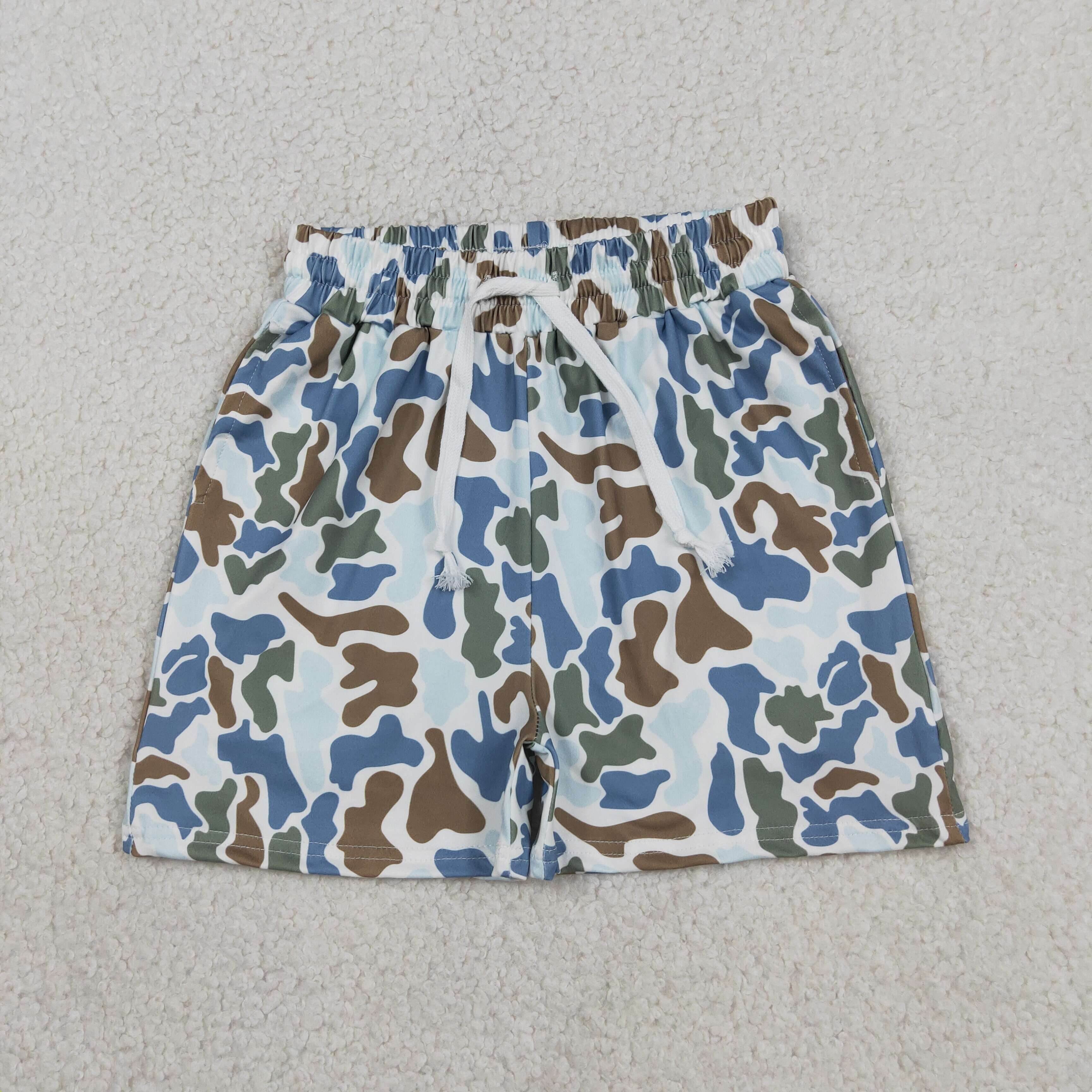 SS0832 RTS Brown green  Blue camo print boy summer shorts