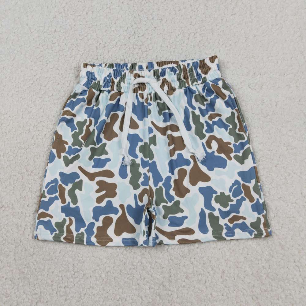 SS0832 RTS Brown green  Blue camo print boy summer shorts