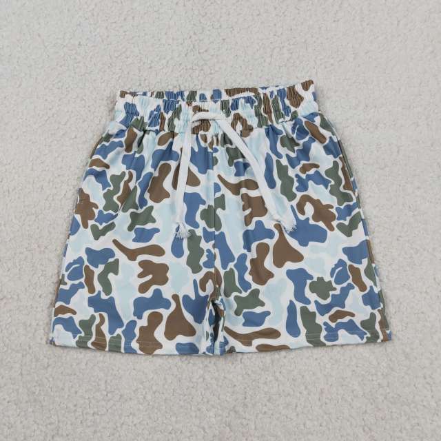 SS0832 RTS Brown green  Blue camo print boy summer shorts