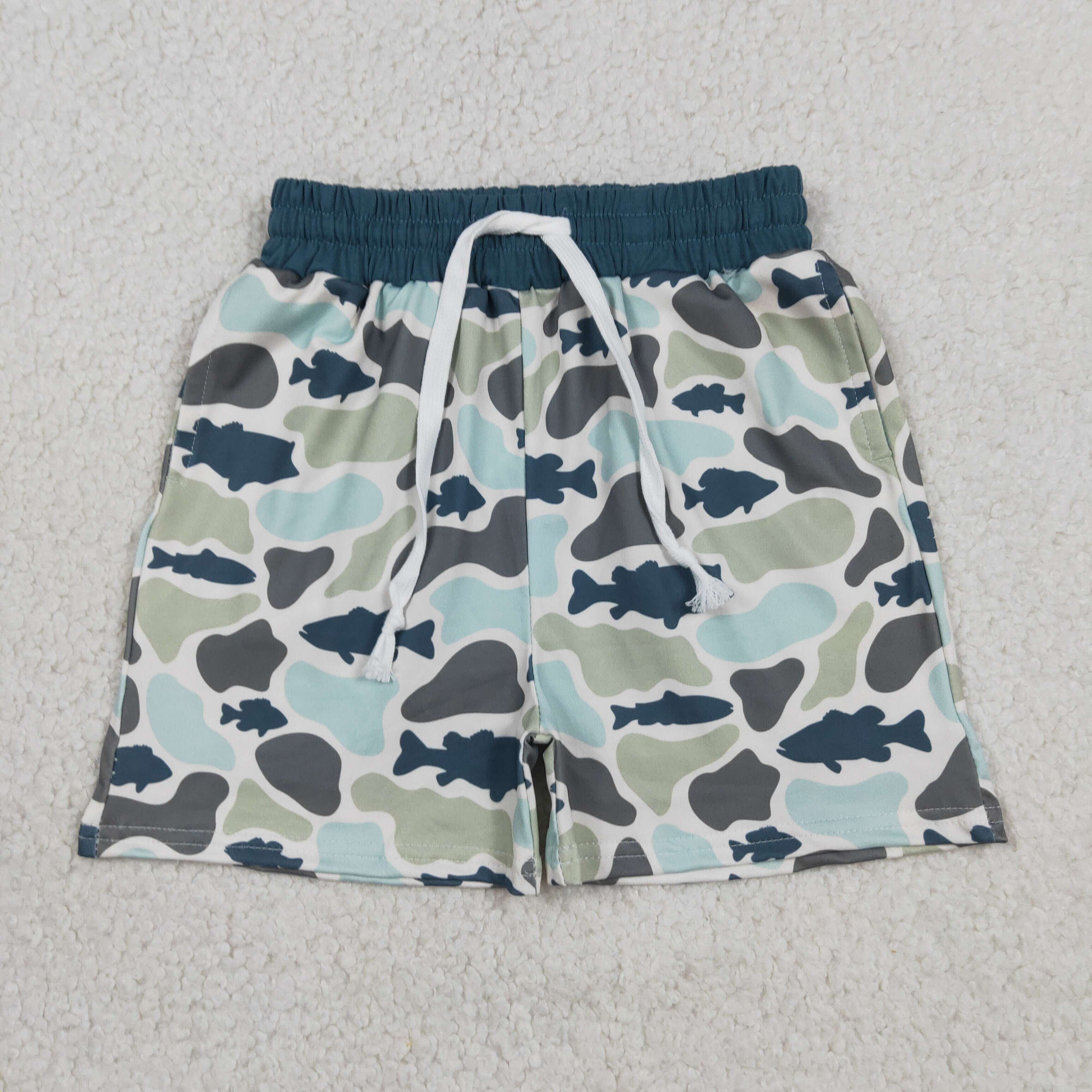 SS0893 RTS Fish camo print boy summer shorts