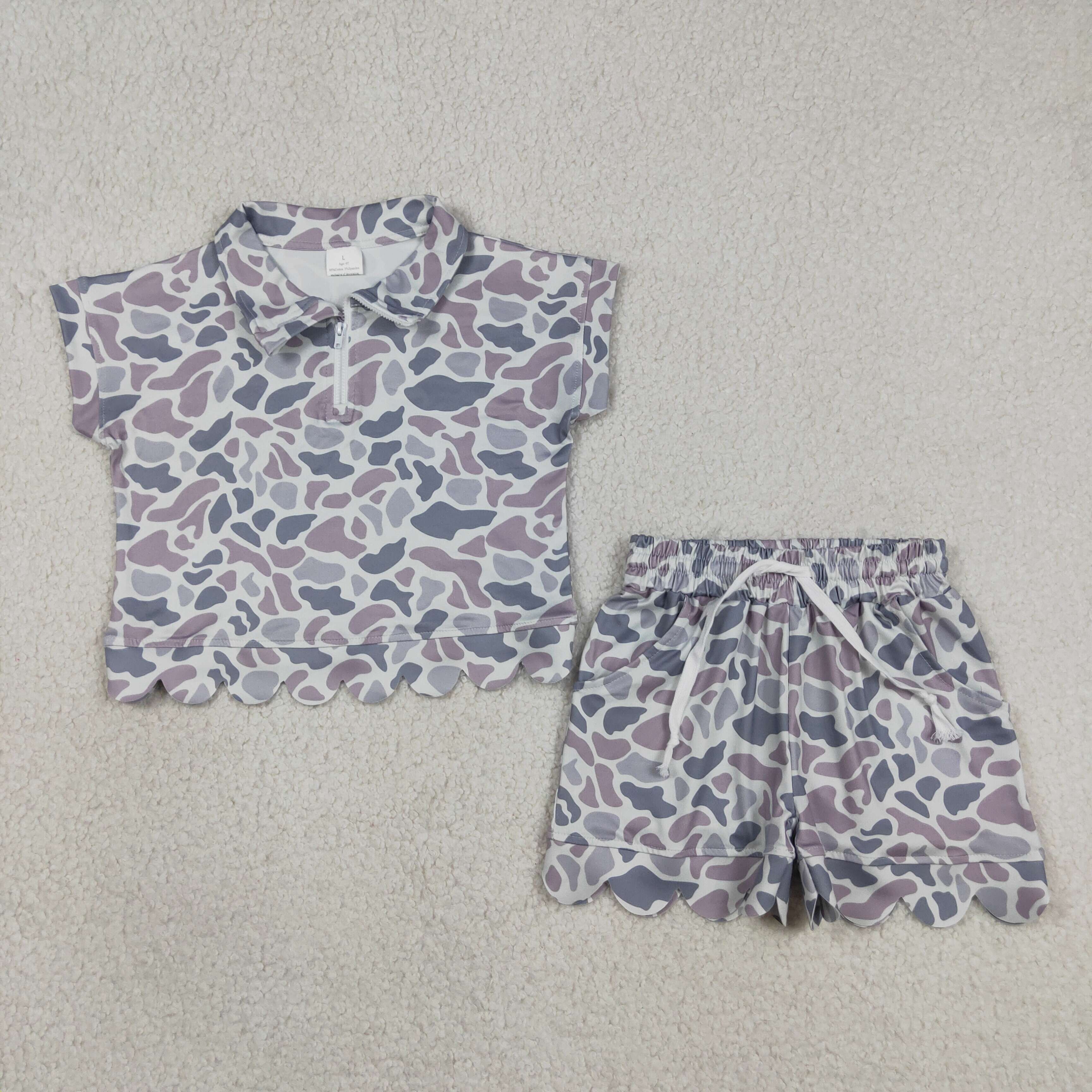 GSSO3564 Grey camo short sleeve girl outfits