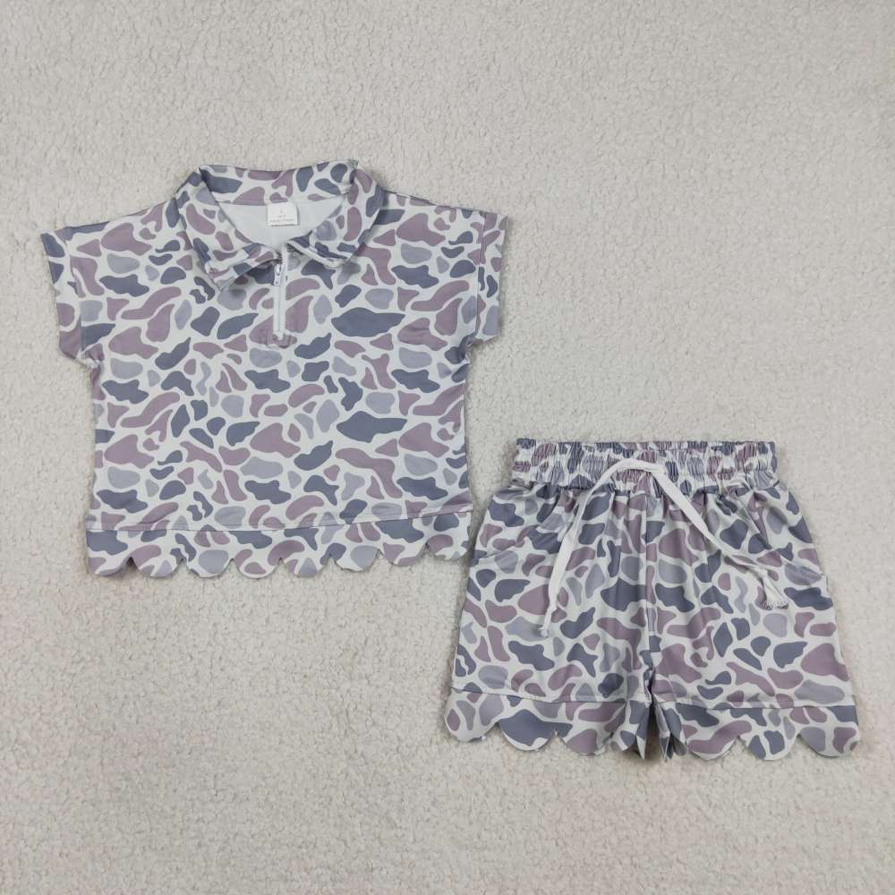 GSSO3564 Grey camo short sleeve girl outfits