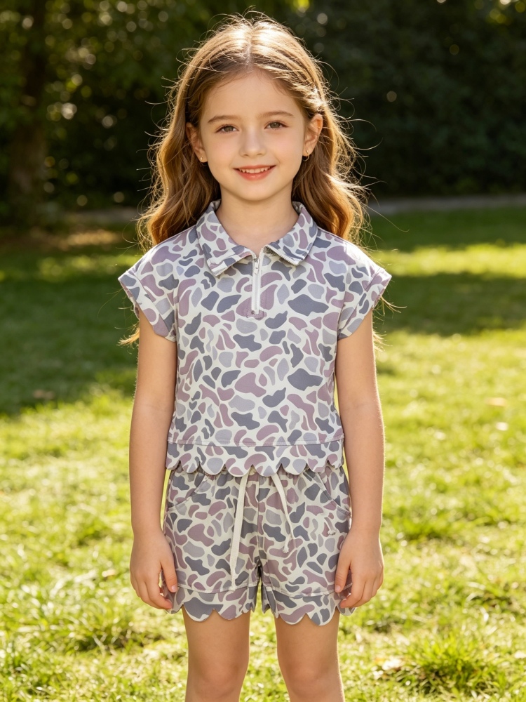 GSSO3564 Grey camo short sleeve girl outfits