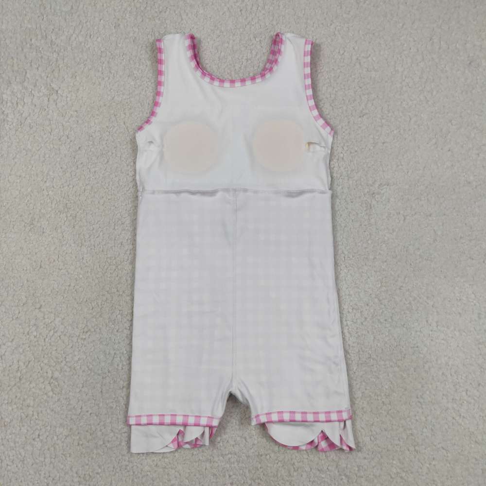 GSD3779 RTS Pink plaid print active girl yoga dress