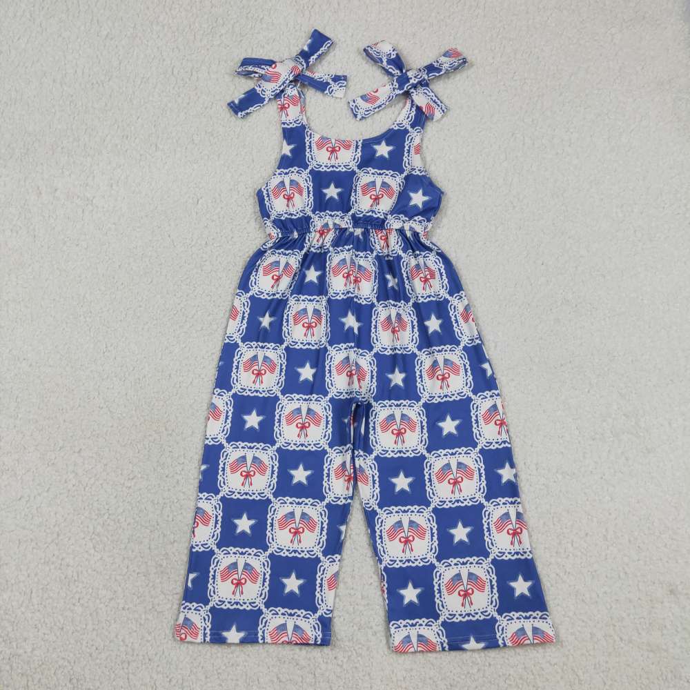 SR3875 4th of July sleeveless baby girl  jumpsuit