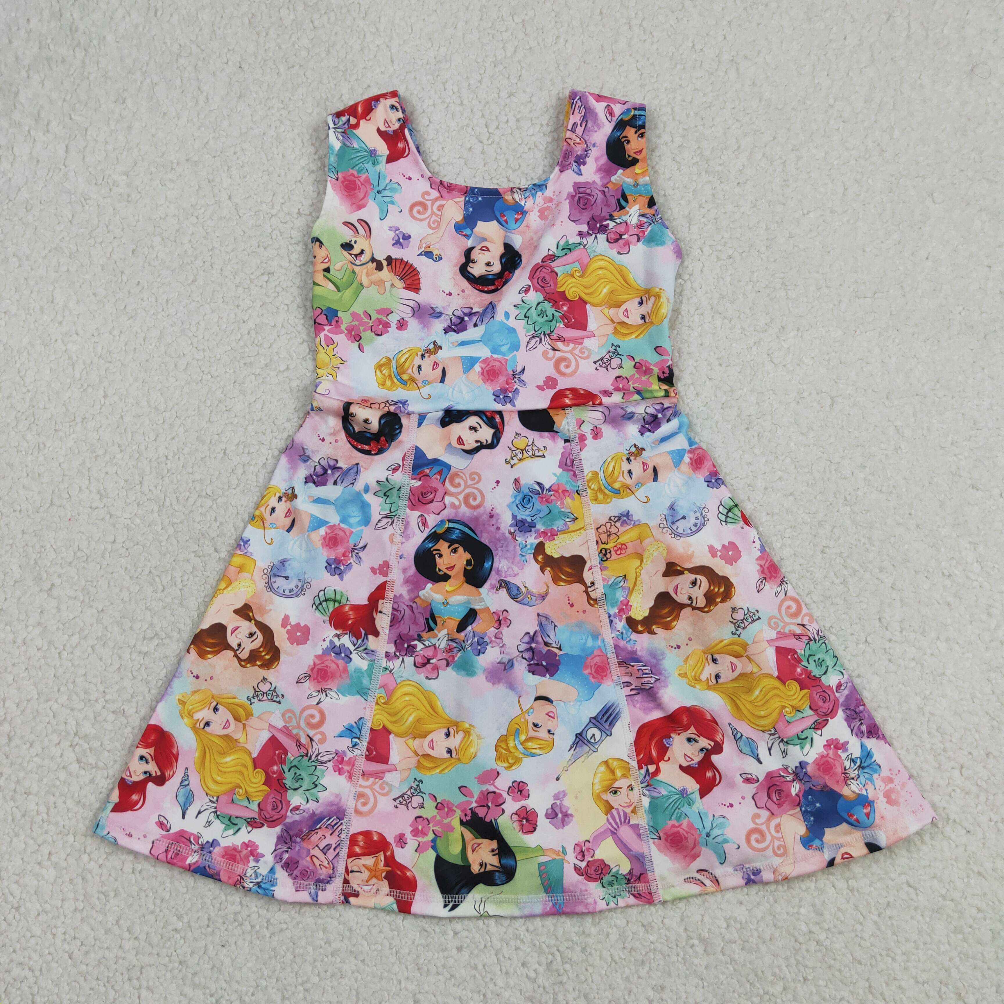 GSD2136  RTS Cartoon princess print girl  summer YOGA dress