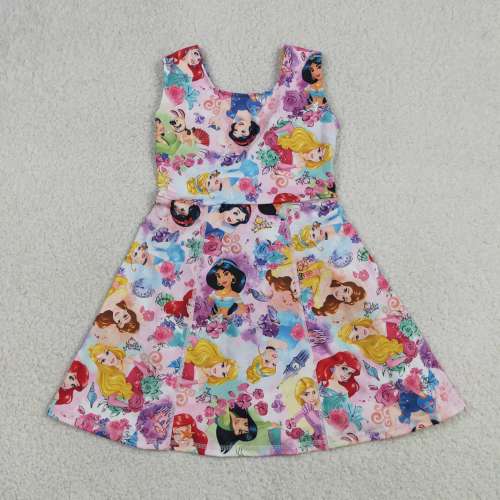 GSD2136  RTS Cartoon princess print girl  summer YOGA dress