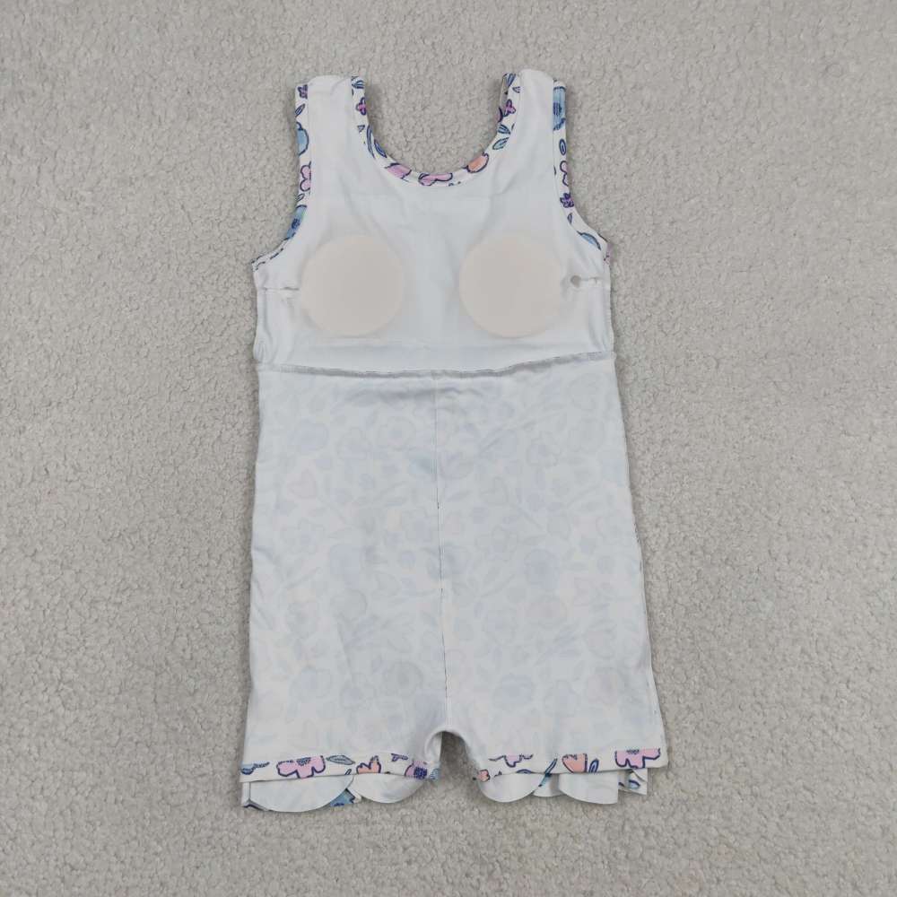GSD3808   RTS pink purple flowers  girl  summer YOGA dress
