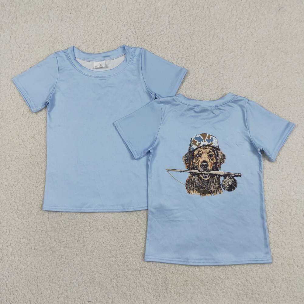 BT1761 RTS Blue CAMO PUPPY print short sleeve boy t-shirt