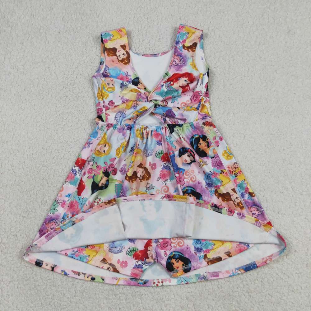 GSD2136  RTS Cartoon princess print girl  summer YOGA dress