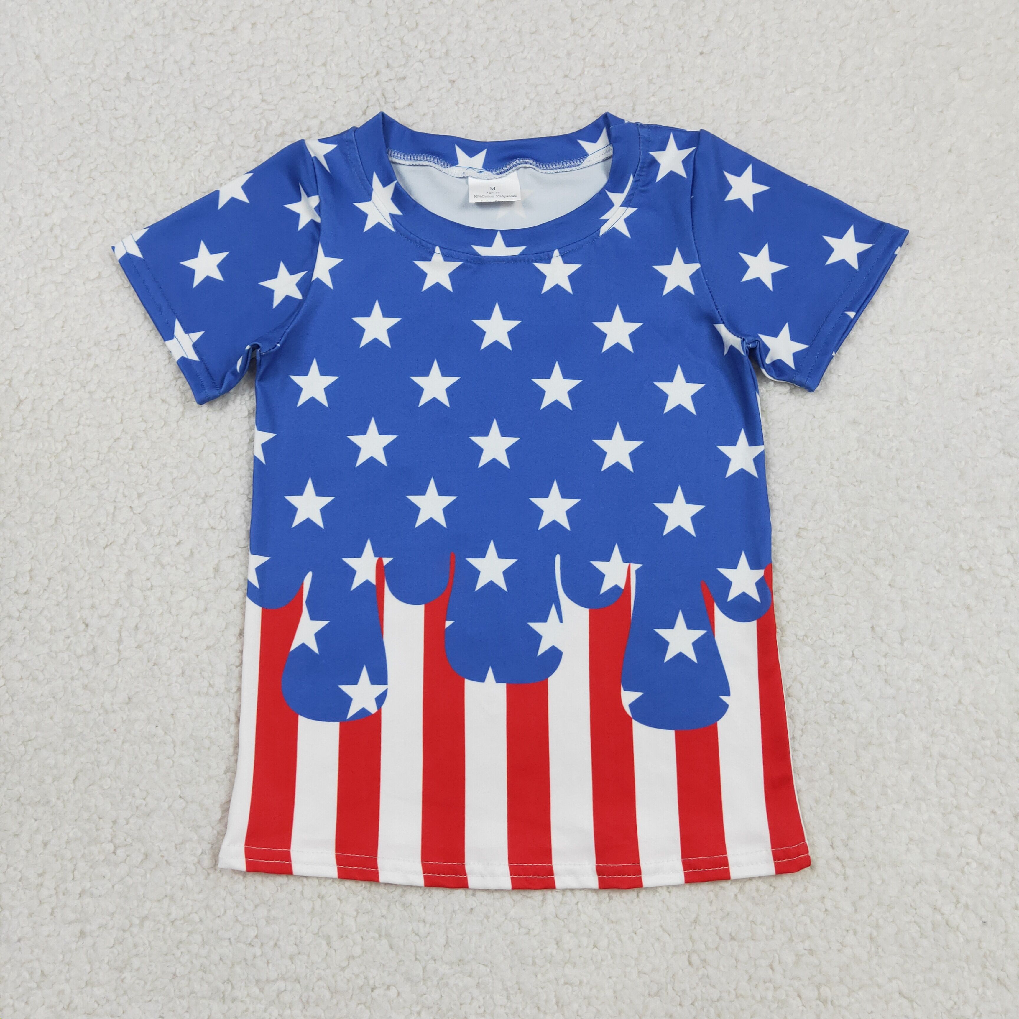 BT1741 RTS Blue 4th of july stars stripe print short sleeve boy t-shirt